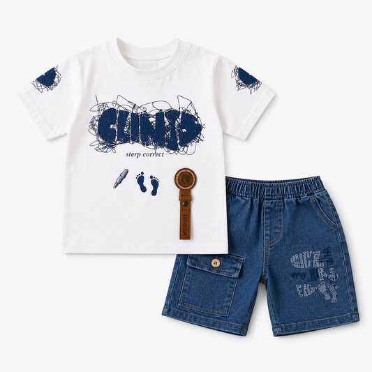 Little Champ Summer Denim Set For Boys – Soft Lycra Comfort Wear